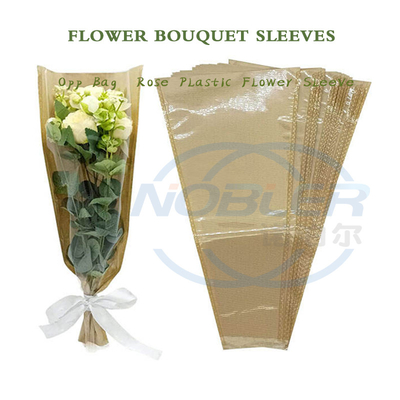 Bolsas de mangas de ramo de flores cortadas frescas perforadas con aguja reutilizable Bopp en forma de V