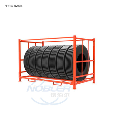 Estante de almacenamiento de neumáticos de camión de apilamiento anticorrosión revestido de metal de almacén desmontable