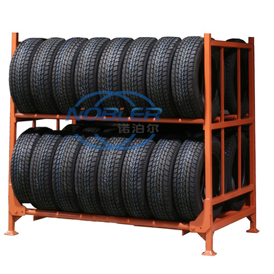 Estante de almacenamiento de neumáticos de camión apilable Estante de neumáticos ajustable plegable de metal