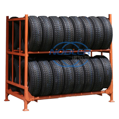 Estante de almacenamiento de neumáticos de camión apilable Estante de neumáticos ajustable plegable de metal