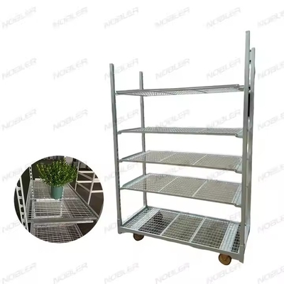 Carro de flores holandés plegable para facilitar el almacenamiento y transporte de flores blancas plateadas