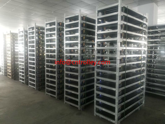 Carro de flores danés galvanizado en caliente con acabado de madera natural y capacidad de carga de 40 kg por estante para la manipulación comercial de flores